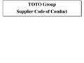 TOTO Group Supplier Code of Conduct